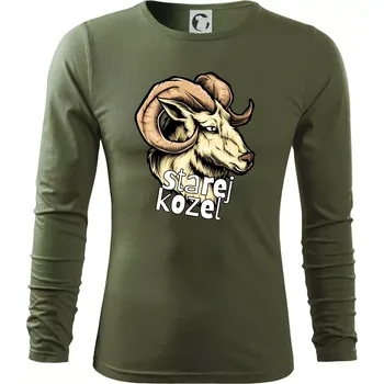 Pánská móda Starej kozel - Triko s dlouhým rukávem FIT-T long sleeve - M ( Khaki )