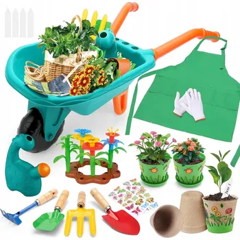 Dětské zahradní nářadí ZAHRADNICKÁ SADA PRO DĚTI ZAHRADNÍ NÁŘADÍ KOLEČKO HRAČKY KREATIVNÍ