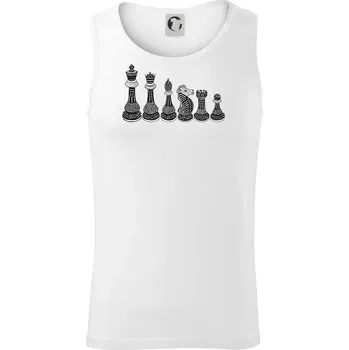 Šachové figurky v řadě - kreslené - Tílko pánské Core - XL ( Bílá )