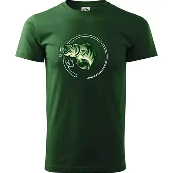 Ryba s prutem - Triko extra velké (5-8XL) - 7XL ( Lahvově zelená )