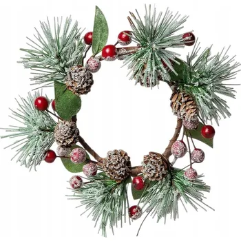 Vánoční dekorace Vánoční věnec na svíčku 20 cm - ozdoba stolu, dekorace dekorace