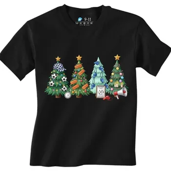 Dívčí tričko Dětské tričko Vánoční Fotbalové Stromečky (Barva: Černá)