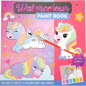 omalovánky Akvarelová omalovánka JEDNOROŽCI sada barvy + štětec, stačí přidat vodu