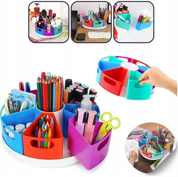 Organizér na kosmetiku OTOČNÝ ORGANIZÉR NA STŮL DO KANCELÁŘE / STOJÁNEK NA KANCELÁŘSKÉ POTŘEBY / NA KOSMETIKU