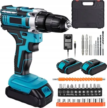 PŘÍKLEPOVÁ VRTAČKA ELEKTRICKÁ AKU ŠROUBOVÁK AKUMULÁTOROVÁ LED 20V S 2*AKU