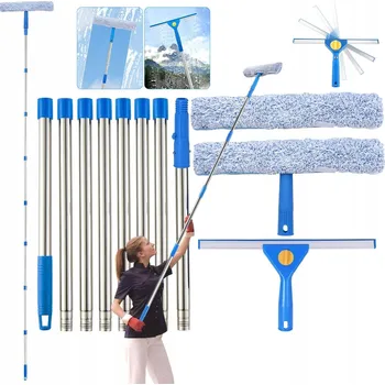 Vysavač na okno SADA NA MYTÍ OKEN 2 V 1 - TELESKOPICKÁ TYČ NA OKNA, ZRCADLA A AUTA