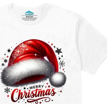 Pánské tričko Pánské tričko Vánoční Santova Čepice (Velikost: XL, Barva: Bílá)