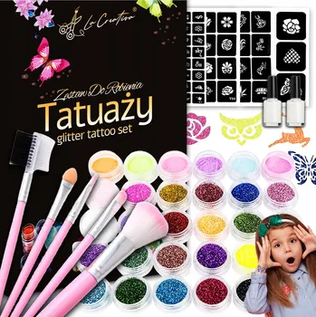 Tetování VELKÁ SADA NA TETOVÁNÍ TŘPYTIVÉ TETOVÁNÍ ŠABLONY PRO DĚTI XXL