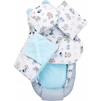 Hnízdečko pro miminko HNÍZDEČKO PRO MIMINKO Sada 5v1 MINKY XXL JUKKI Světle Modrá