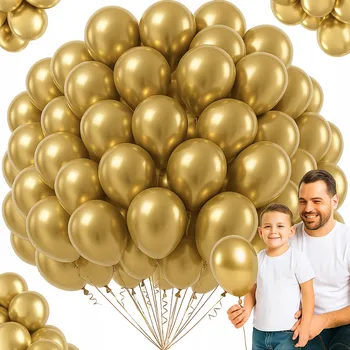 Balónek BALÓNKY ZLATÉ CHROMOVANÉ METALICKÉ NAROZENINOVÉ NA PŘIJÍMÁNÍ NAROZENIN 100 KUSŮ