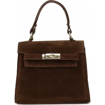 MORANTI kabelka kufřík pravá semišová kůže, transparentní