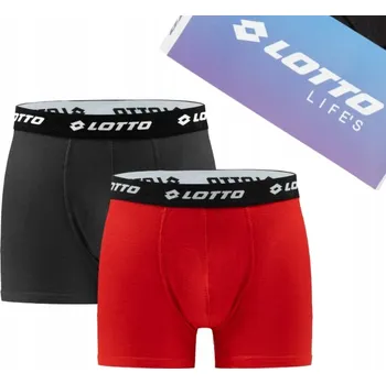 Boxerky LOTTO pánské boxerky bavlněné 2 kusy vel. XXL černé/červené