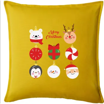 Polštář Vánoční koule - Polštář 50x50 - 50x50 - Pouze potah ( Žlutá )