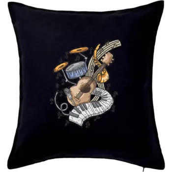 Polštář Hudební nástroje v notách - Polštář 50x50 - 50x50 - Pouze potah ( Černá )