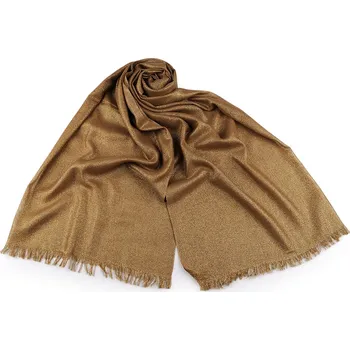 Šála Šátek / šála / pléd s lurexem 80x200 cm, střední, 2 béžová tm. zlatá