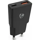 NEDIS síťová nabíječka/ 30 W/ PD 3.0/ rychlé nabíjení/ 1.5 / 2.0 / 2.22 / 3.0 A/ USB-A/ USB-C/ černá