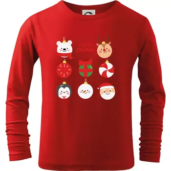 Chlapecké tričko Vánoční koule - Triko dětské Long Sleeve - 122 cm/6 let ( Červená )