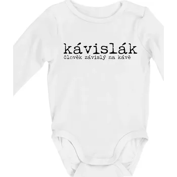 Kojenecké oblečení Čeština 2.0 - kávislák - Body kojenecké s dlouhým rukávem - Dlouhý r. do 3 měs ( Bílá )