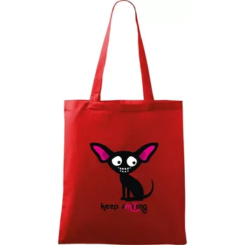 Nákupní taška Keep smiling Čivava (Hana-creative) - Taška bavlněná - 42 x 38 cm ( Červená )