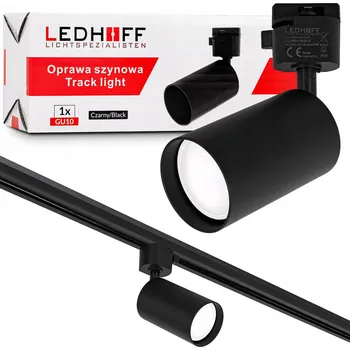 LED szynový reflektor lampa objímka pro žárovku GU10 černý NA LIŠTU tuba