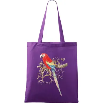 Papoušek na listnatém stromě - Taška bavlněná - 42 x 38 cm ( Fialová )