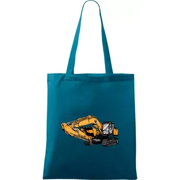 Žlutý bagr z boku - Taška bavlněná - 42 x 38 cm ( Petrolejová )