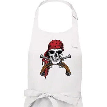 Kuchyňská zástěra Pirát s bambitkou - Dámská zástěra na vaření - Univerzální velikost ( Bílá )