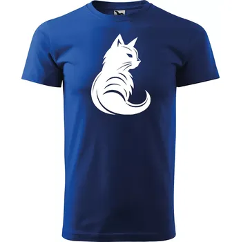 Pánské tričko Sablio Tričko s potiskem Kočka - modré 4XL