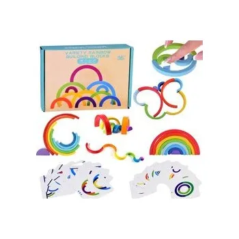 Dřevěná hračka Dřevěná vzdělávací skládačka Montessori barevná duha + úkoly ZA5328 univerzální