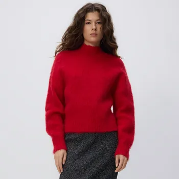 Dámský svetr Reserved - Svetr s alpakou - červená - 923II-33X - 923II-33X-XL