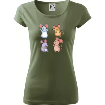 Dámské tričko Barevné myši - Dámské triko Pure - 2XL ( Khaki )