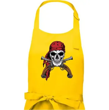 Kuchyňská zástěra Pirát s bambitkou - Pánská zástěra na vaření - Univerzální velikost ( Žlutá )