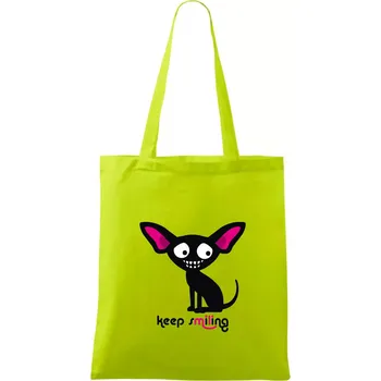 Keep smiling Čivava (Hana-creative) - Taška bavlněná - 42 x 38 cm ( Limetková )