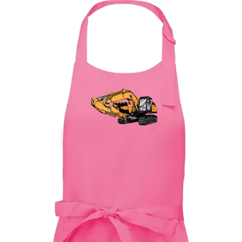 Kuchyňská zástěra Žlutý bagr z boku - Dámská zástěra na vaření - Univerzální velikost ( Růžová )