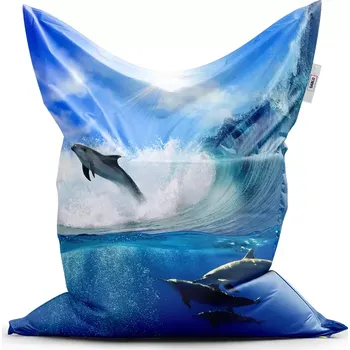 Sedací pytel Sablio Sedací vak Classic Delfíni ve vlnách - 200x140 cm