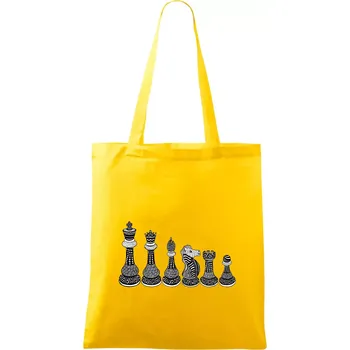 Nákupní taška Šachové figurky v řadě - kreslené - Taška bavlněná - 42 x 38 cm ( Žlutá )