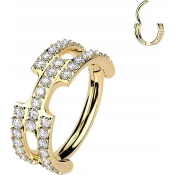 Náušnice Titanový Kroužek Náušnice s Zirkony klikr do chrupavky Ucha helix Zlatý