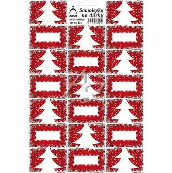 samolepka samolepka vánoční etikety, Stromky červené
