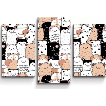Obraz Sablio Obraz - 3-dílný Roztomilá zvířátka - 75x50 cm