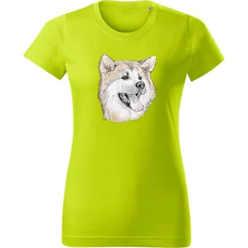 Dámské oblečení Dámské tričko Akita inu Limetková 2XL