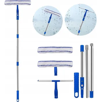 TELESKOPICKÝ ČISTIČ OKEN 1,2M MOP STĚRKA NA OKNA BEZ ŠMOUH DLOUHÁ SADA 2V1