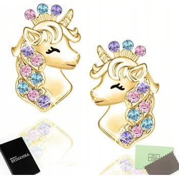 Náušnice ZLATÉ NÁUŠNICE S JEDNOROŽCEM PRO DÍVKU 925