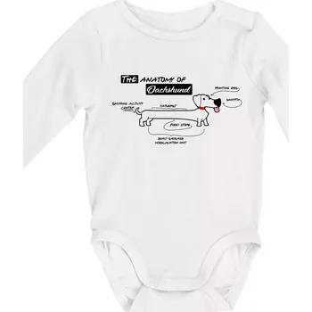 Kojenecký body Jezevčík - Anatomie - Body kojenecké s dlouhým rukávem - Dlouhý r. do 3 měs ( Bílá )