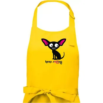 Kuchyňská zástěra Keep smiling Čivava (Hana-creative) - Pánská zástěra na vaření - Univerzální velikost ( Žlutá )