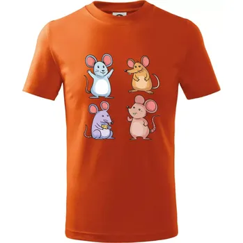 Barevné myši - Tričko dětské bavlněné - 104-110cm / 3-4 roky ( Oranžová )