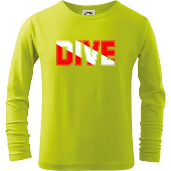 Dětská móda Dive nápis vlajka - Triko dětské Long Sleeve - 158 cm/12 let ( Limetková )