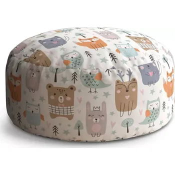 Taburet Sablio Taburet Circle Animovaná lesní zvířátka: 38x48 cm