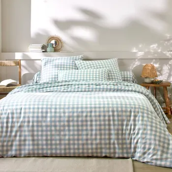 Povlečení Blancheporte Povlečení Lou s kostkami, bavlna zelená povlak na přikrývku 140x200 cm