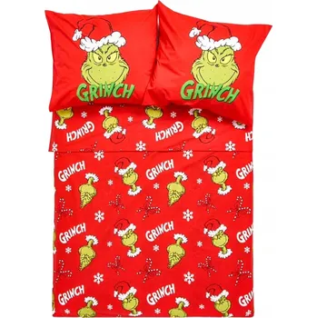 Povlečení POVLEČENÍ VÁNOČNÍ GRINCH ČERVENÉ 160X200