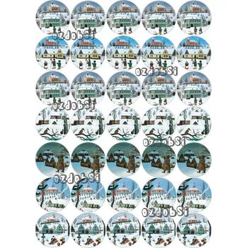 Jedlá dekorace na dort Vánoce 20 Ø40 mm - jedlý papír - Jedlý papír / Bez decor gelu